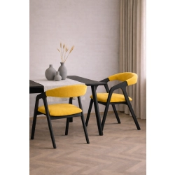 PRODUCENT Krzesło Dębowe KR-201 Kolor Tkaniny Żółty Kolor Drewna Czarny